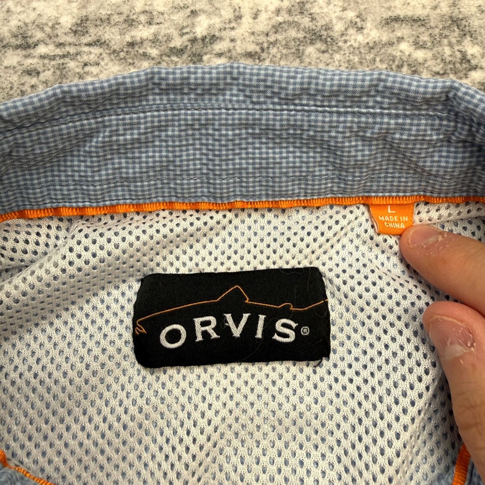 Orvis Orvis Button-Up Shirt Men L Blue Seersucker Vented Roll Tab Pocketed Casual Workwear Regular Fit Size US L / EU 52-54 / 3 - 7 Thumbnail