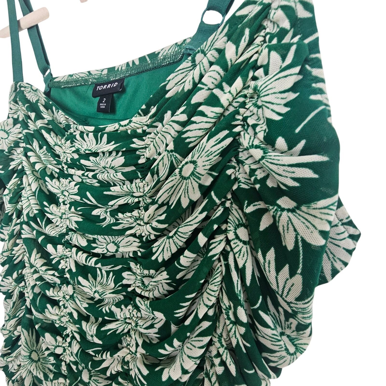 Torrid Torrid Womens Ditsy Floral Ruched Tank Plus Size 2X Stretch Size XXL / US 16-18 / IT 52-54 - 5 Thumbnail