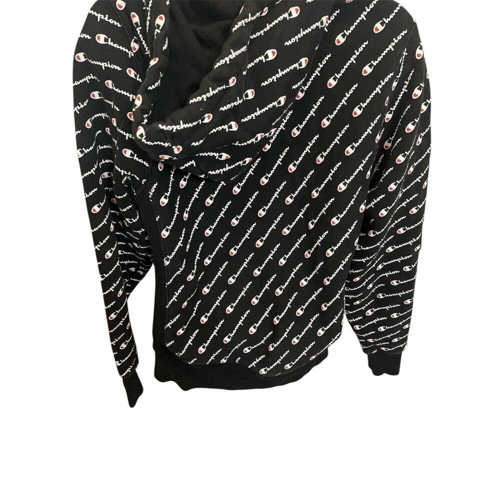 Champion Champion Men's Black All-Over Logo Hoodie Size US S / EU 44-46 / 1 - 4 Thumbnail