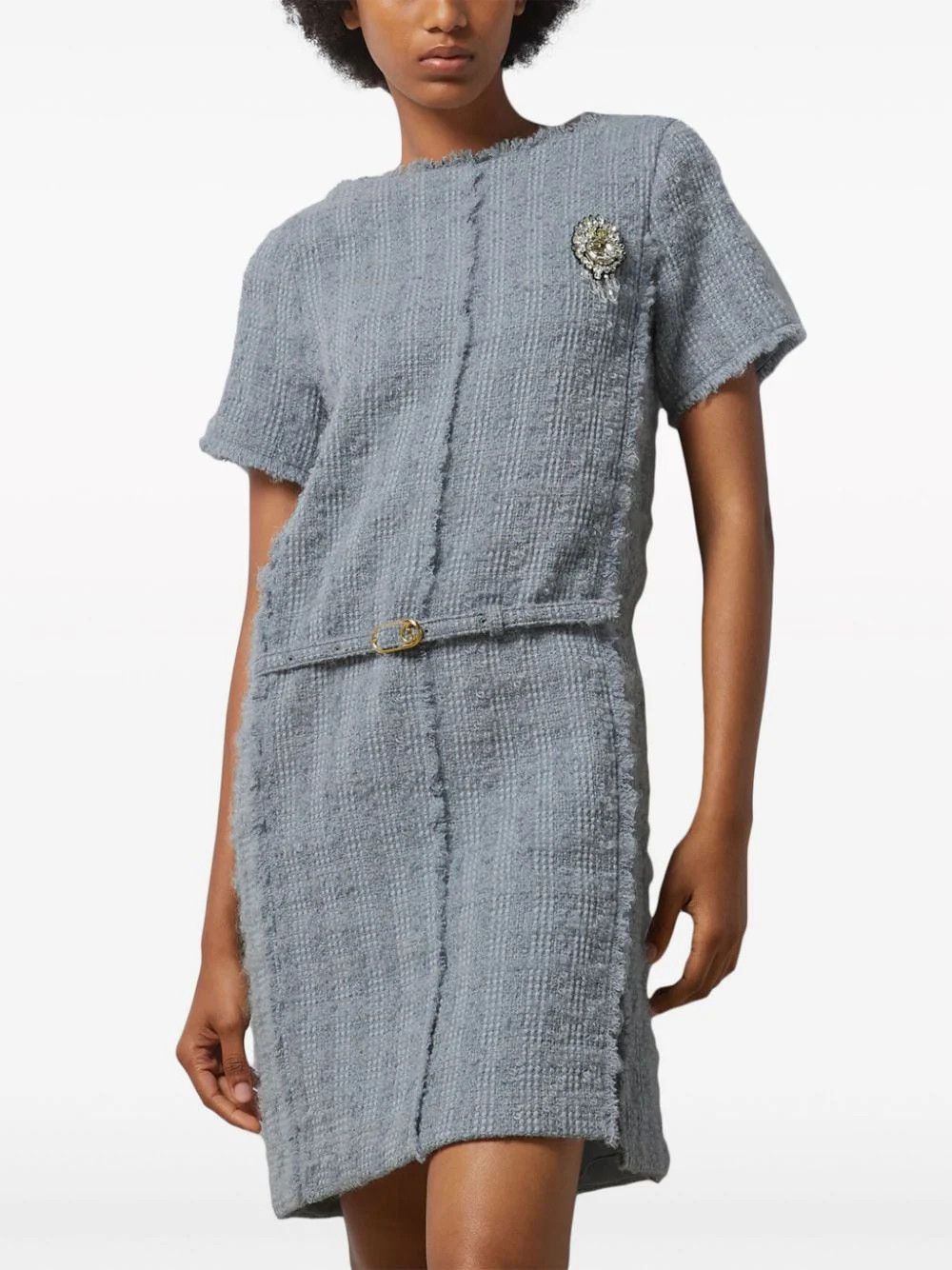 Gucci o1la5ras0526 Wool Tweed Dress With Brooch in Blue Size S / US 4 / IT 40 - 3 Thumbnail
