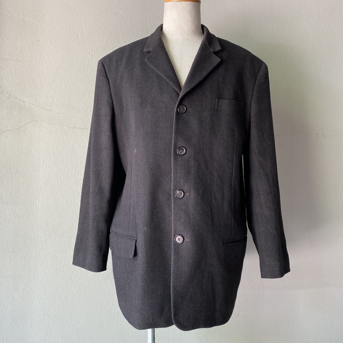 Y's × Yohji Yamamoto Y's for men YOHJI YAMAMOTO Dark Grey Wool Blazer Size 40R - 13 Thumbnail