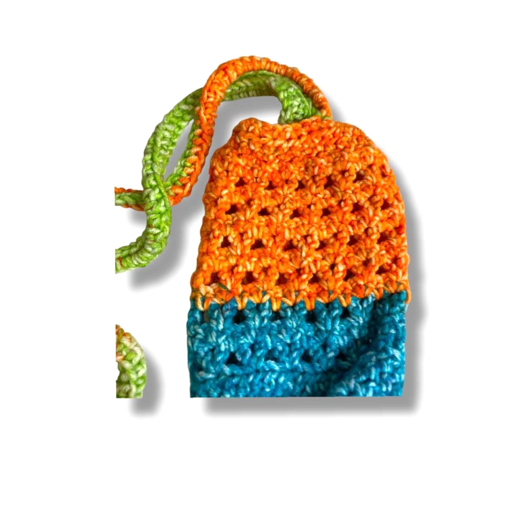 Vintage VINTAGE Crochet Handmade Shoulder Bag Orange Blue Water Bottle Size ONE SIZE - 4 Thumbnail