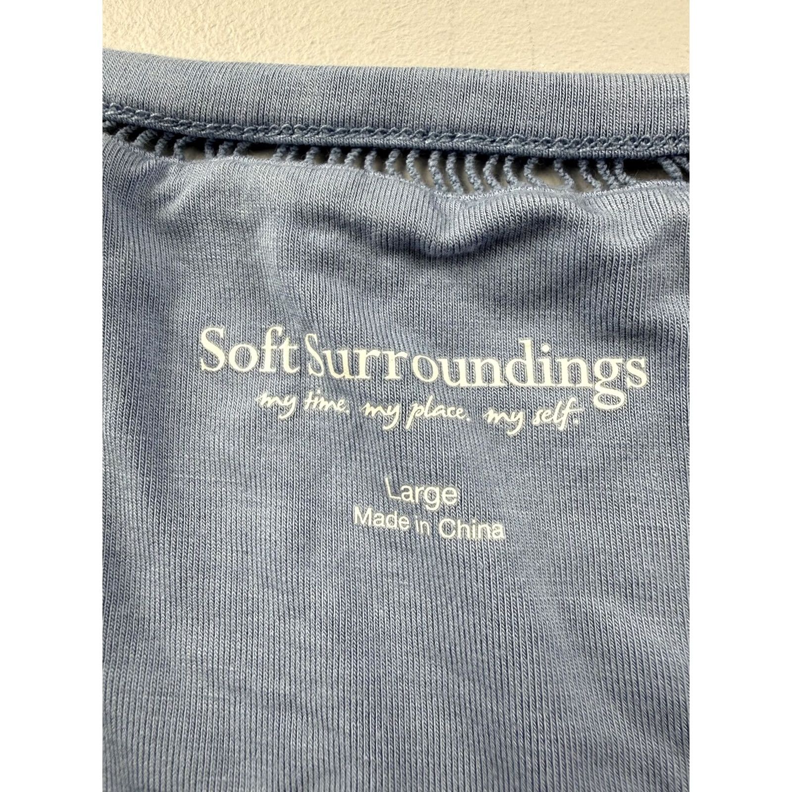 Soft Surroundings Soft Surroundings Womens Large Blue Scoop Neck Sleeveless Tunic Tank Top Size L / US 10 / IT 46 - 3 Thumbnail