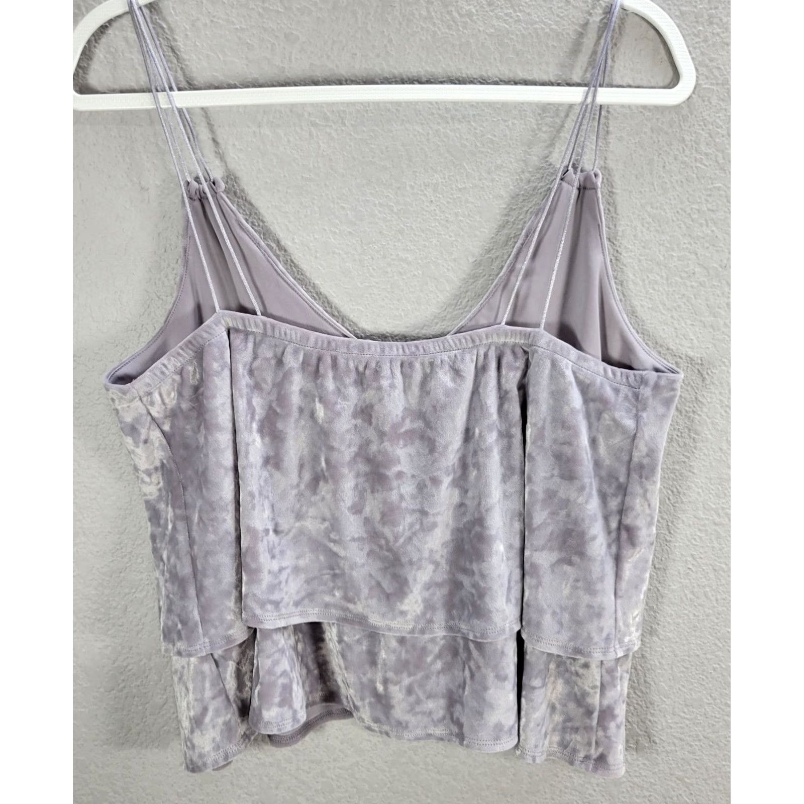 Express Express Cropped Velvet Cami Tank Grey/Lavender Sz M Womens Sleeveless Cropped Velvet Polyester Express One Eleven Size M / US 6-8 / IT 42-44 - 5 Thumbnail