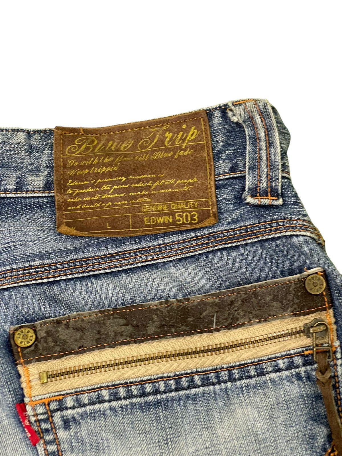Edwin Distress Jeans Edwin Japan Faded Regular Straight 7🟦5 Size US 32 / EU 48 - 20 Thumbnail