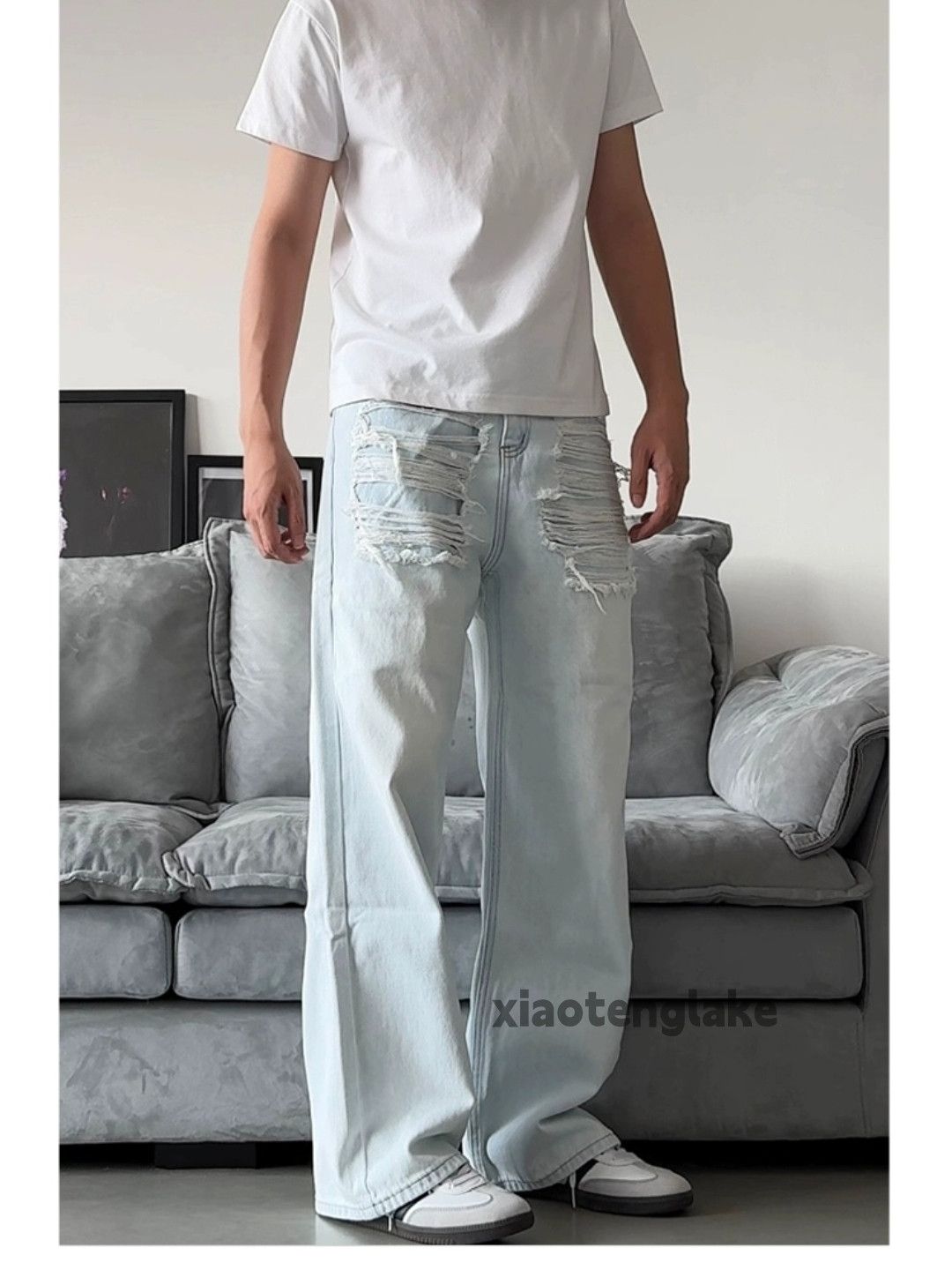 Jean × Vintage washed faded cleanfit yuppie y2k damaged jeans Size US 32 / EU 48 - 2 Thumbnail