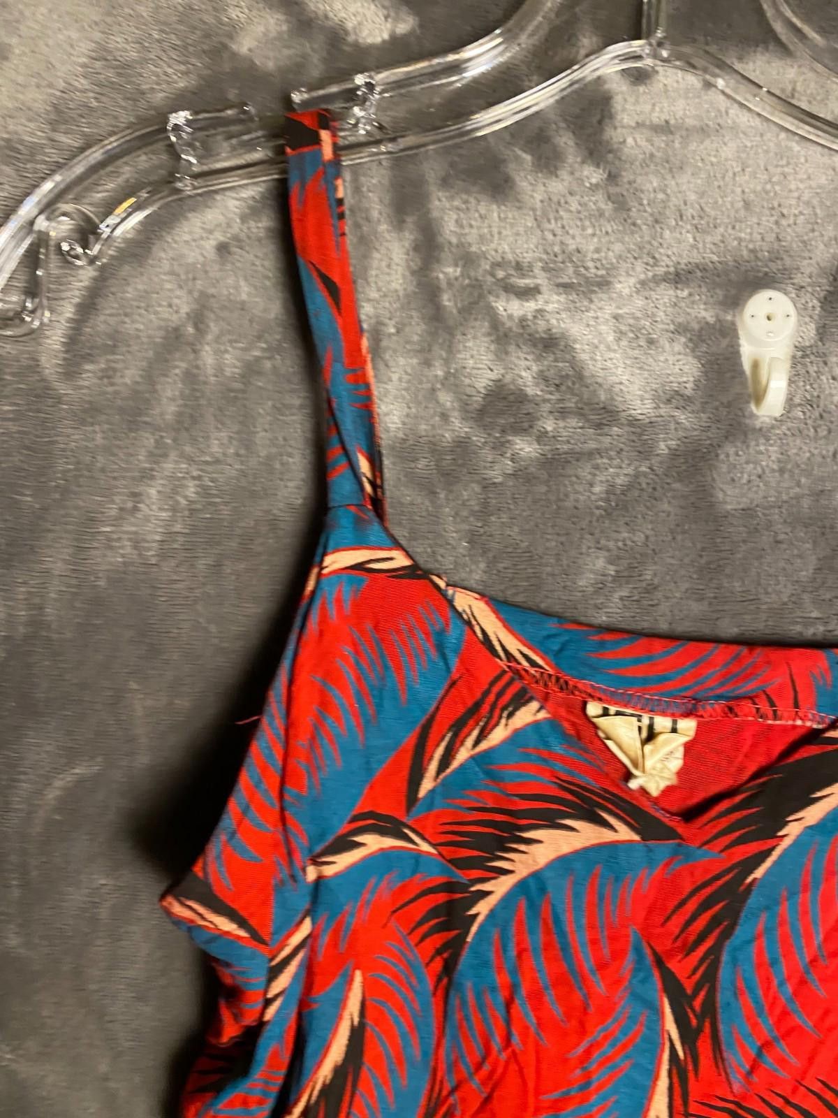 Designer Vintage LGY Rayon Womens Tropical Red Tank Top Sz. M (B13) Size M / US 6-8 / IT 42-44 - 6 Thumbnail