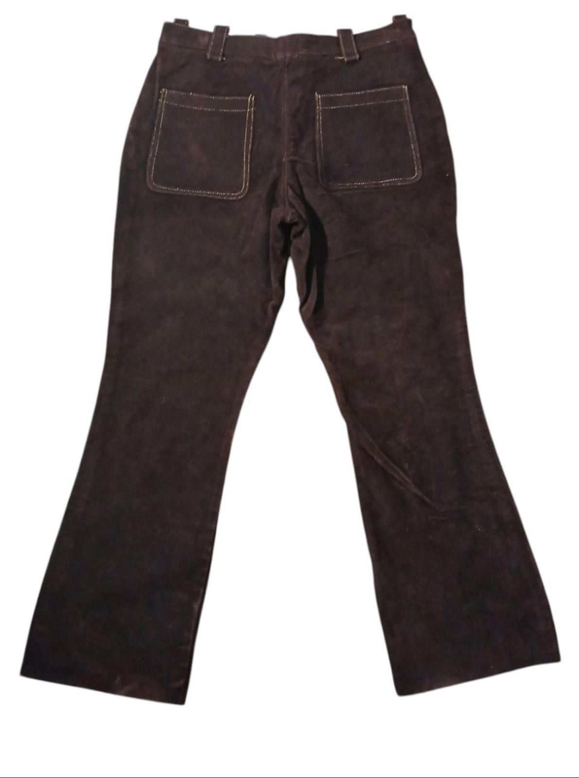 The Unbranded Brand 70's Suede Leather 34x30 Bell Bottom Flare Leg Men's Pants Size US 34 / EU 50 - 2 Thumbnail