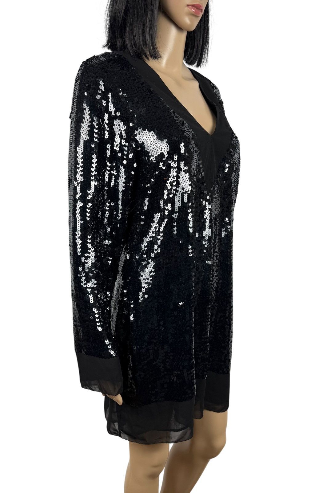 Karl Lagerfeld Karl Lagerfeld Mini Dress Sequins Mesh Decor size M V-Neck Size M / US 6-8 / IT 42-44 - 4 Thumbnail