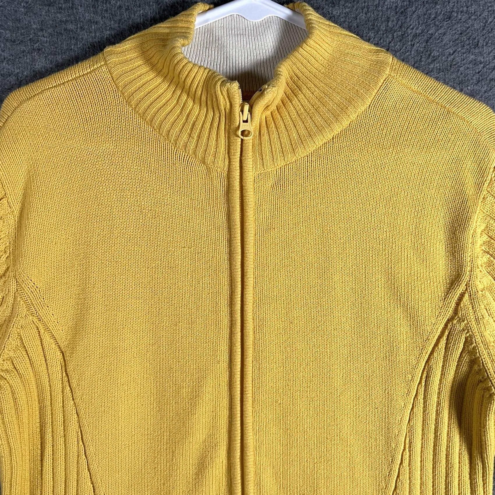 Tommy Hilfiger VINTAGE Tommy Hilfiger Sweater Womens XL Yellow Full Zip Mock Neck Knit Cotton Size XL / US 12-14 / IT 48-50 - 2 Thumbnail