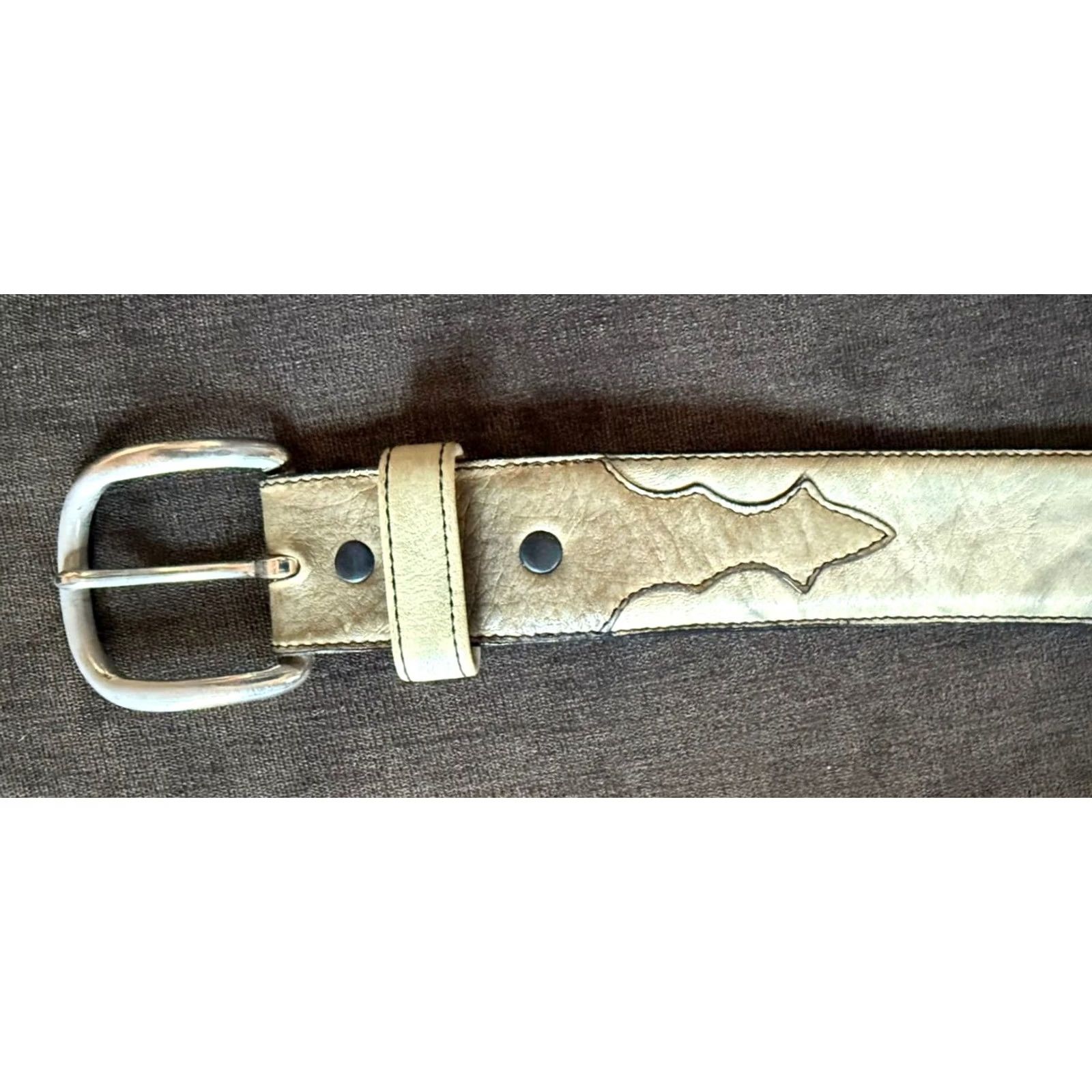Tony Lama VINTAGE Tony Lama Men's Cowboy Boots Belt 9.5D Beige-Gray Leather Size ONE SIZE - 7 Thumbnail