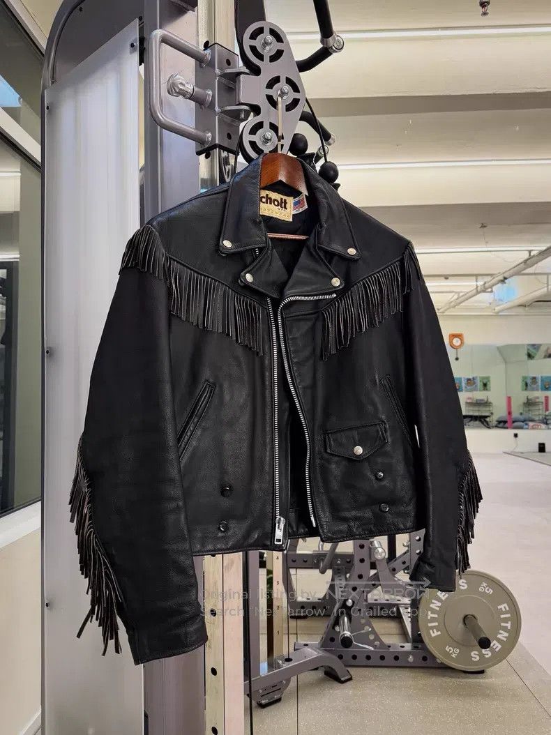 Schott Schott Fringe cable-stayed motorcycle leather jacket Size US L / EU 52-54 / 3 - 2 Thumbnail