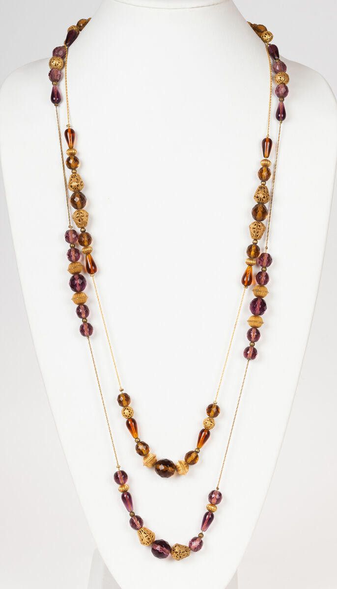 Diane von Furstenberg Diane Furstenberg Purple and Orange Glass Flappers Necklaces Size ONE SIZE - 1 Thumbnail