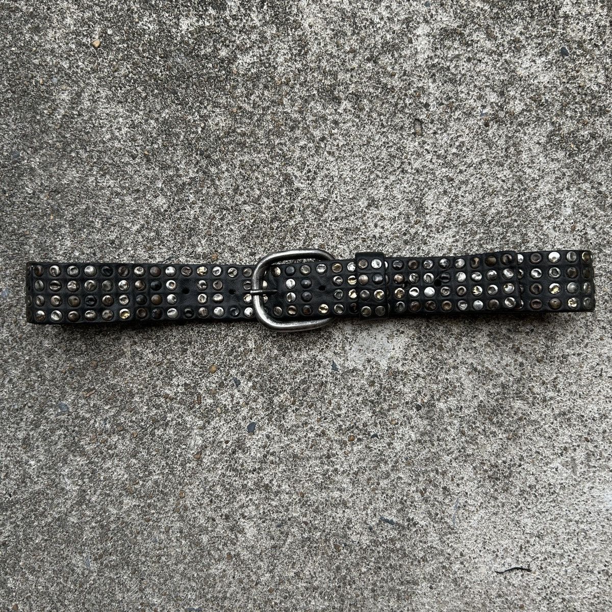 Genuine Leather Vintage studded leather belt Black (Kapital Style) Size ONE SIZE - 1 Thumbnail