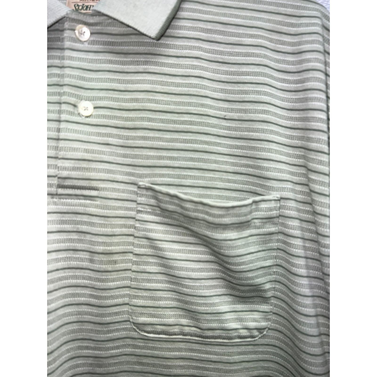 St. Johns Bay St. John's Bay Green Polo Shirt Combed Cotton Striped XL Size US XL / EU 56 / 4 - 3 Thumbnail