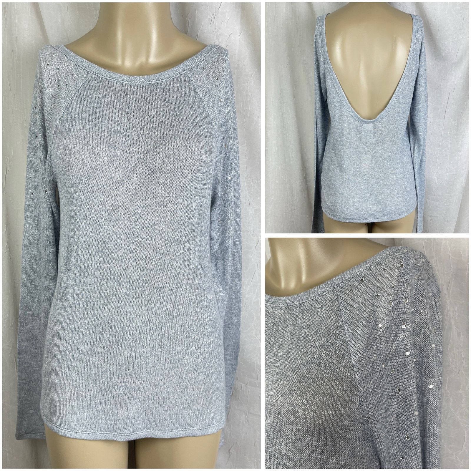 Pink Victoria’s Secret PINK Light Gray Scoop Back Slouchy Sweater Size XS / US 0-2 / IT 36-38 - 1 Thumbnail