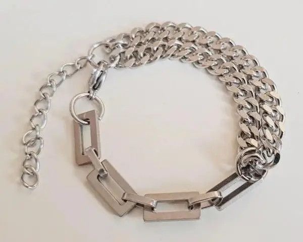Jewelry Layered Stainless Steel Cuba Chain Bracelet Size ONE SIZE - 7 Thumbnail