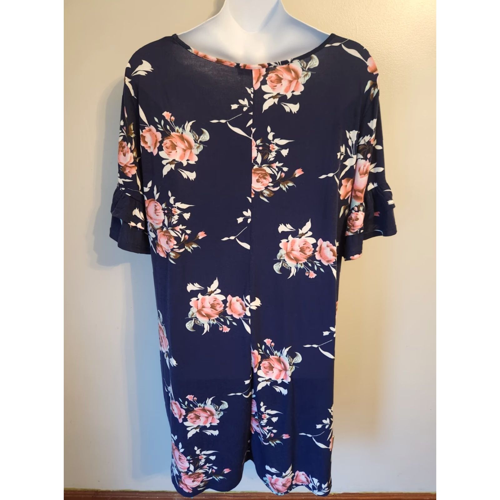 Bell NWT Nemidor Floral Midi Dress Bell Sleeve Ruffle Plus Size 26 Blue Womens Size 4XL / US 24-26 - 4 Thumbnail