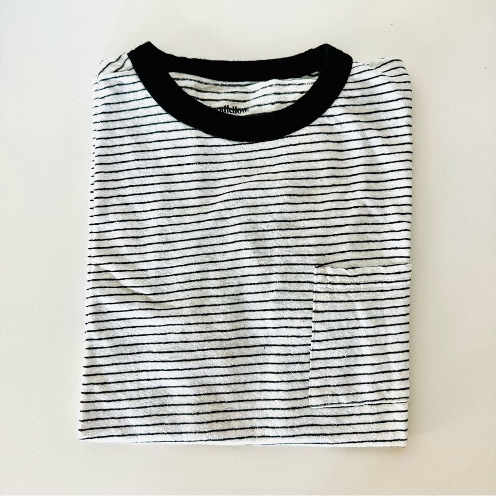 Target Basics GOODFELLOW White Black Striped Hemp Short Sleeve Tee Shirt Size US S / EU 44-46 / 1 - 9 Thumbnail