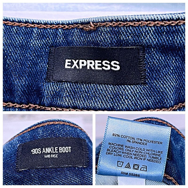 Express EXPRESS Ripped Mid Rise 90s Ankle Boot Jeans Womens 14 14R Size 36" / US 14 / IT 50 - 6 Thumbnail