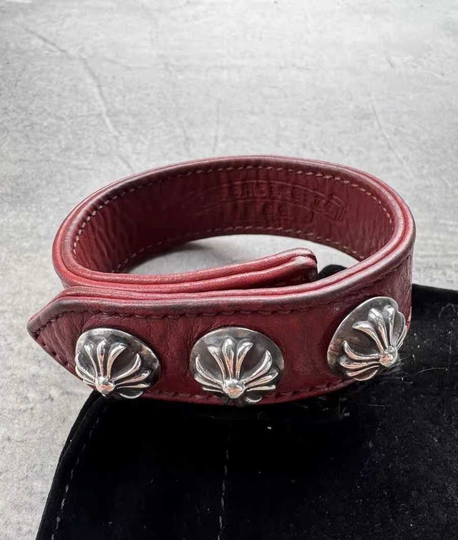 Chrome Hearts Cross Silver Buckle Leather Bracelet