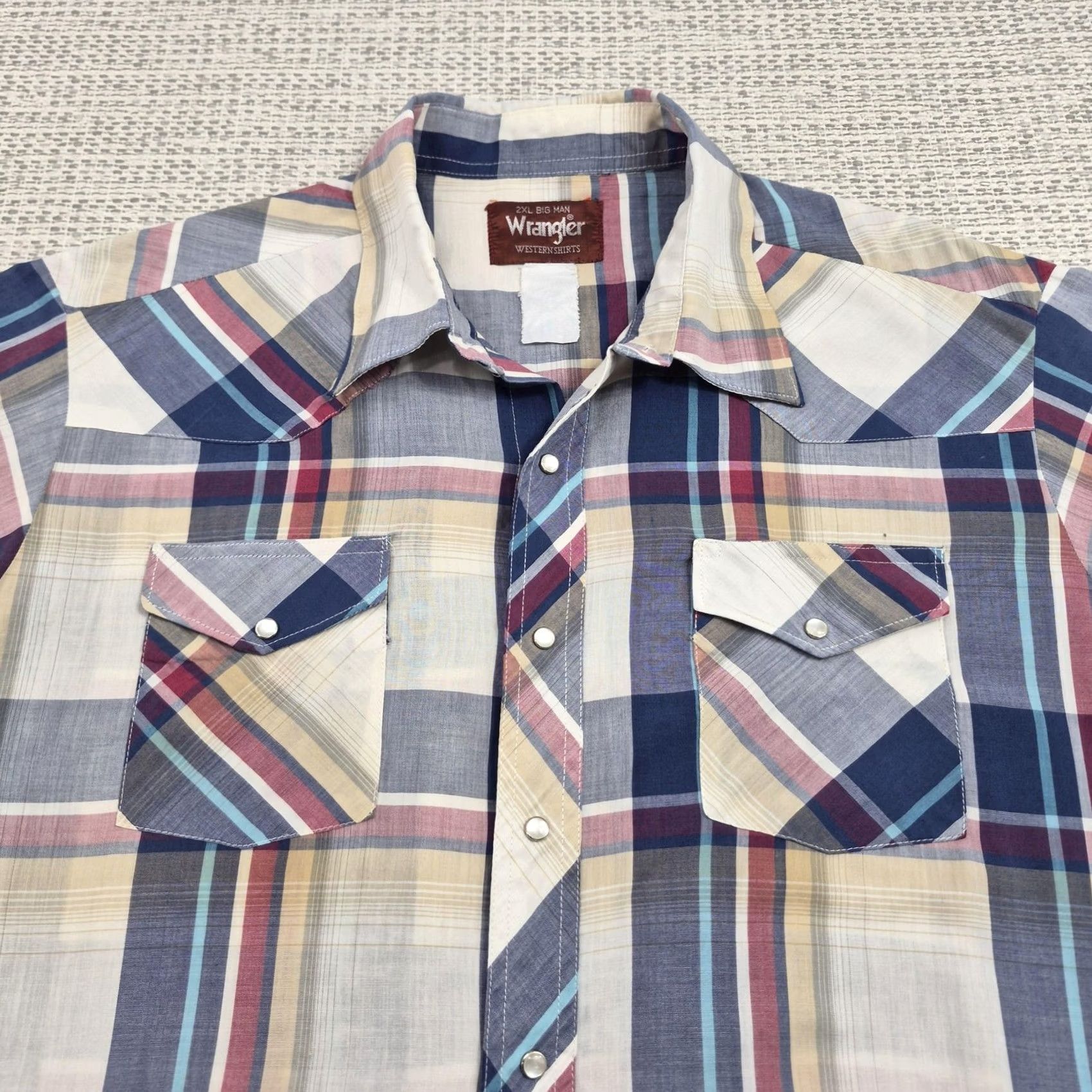 Wrangler VTG Wrangler Snap Shirt Mens Big 2XL Big Man Plaid Short Sleeve Western Casual Shirt Size US XXL / EU 58 / 5 - 4 Thumbnail