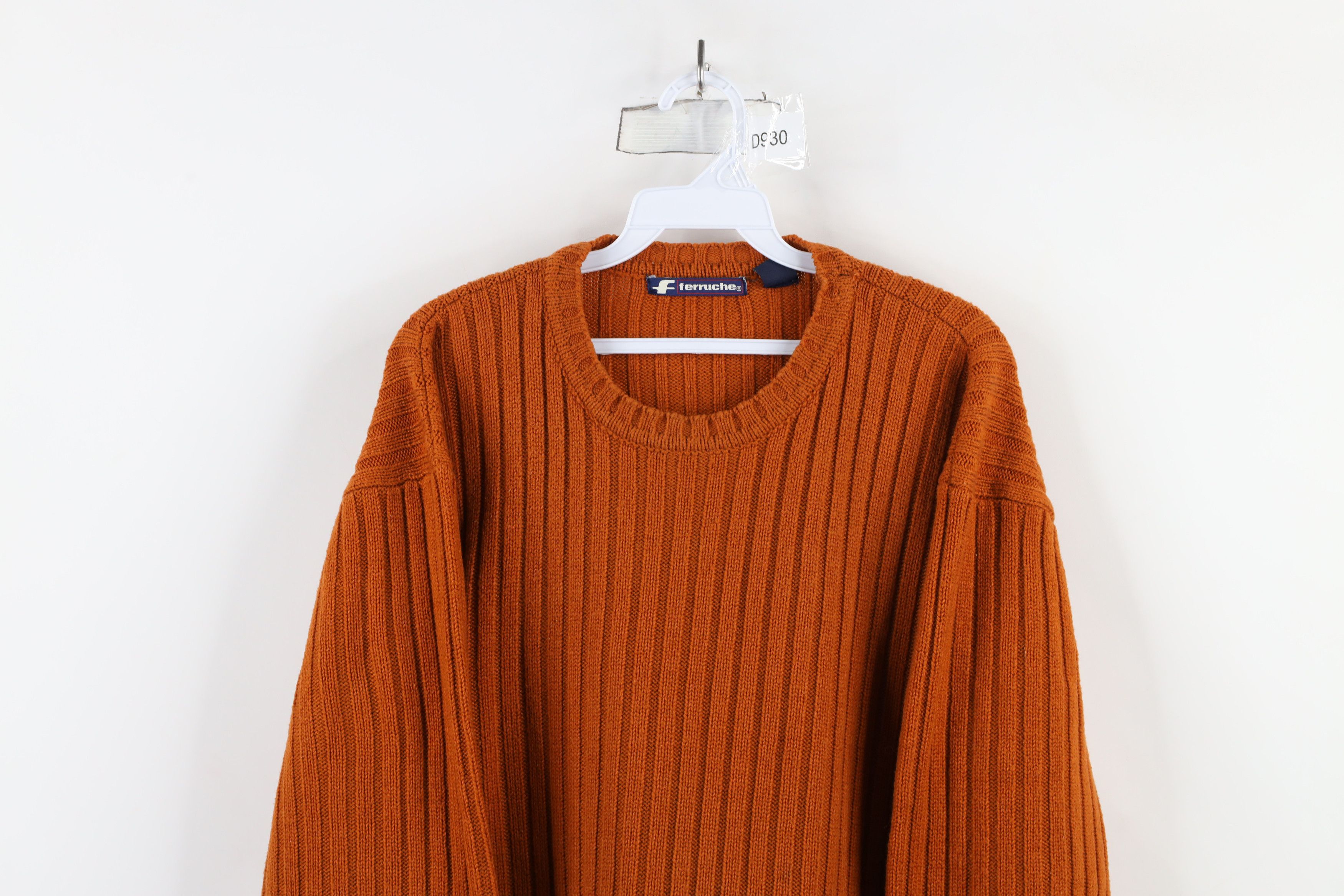 Vintage Vintage 90s Streetwear Ribbed Knit Crewneck Sweater Orange Size US L / EU 52-54 / 3 - 2 Thumbnail