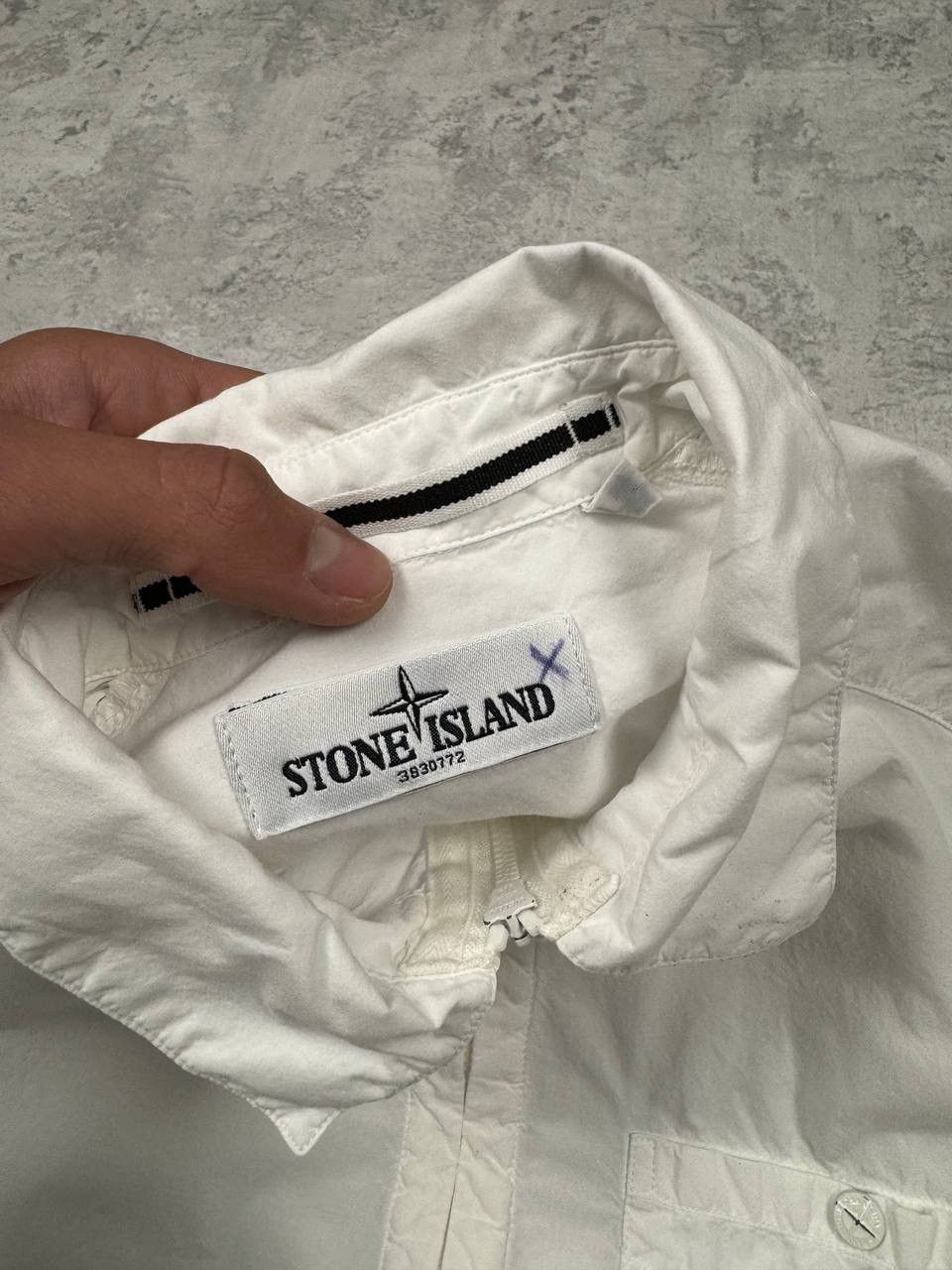 Stone Island Vintage Stone Island White Cotton Light Zip Overshirt Shirt Size US S / EU 44-46 / 1 - 12 Thumbnail