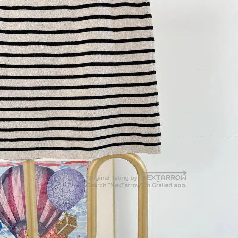 Miu Miu Miu Miu Striped Cotton Mini Skirt in Gray . Size 29" - 4 Thumbnail
