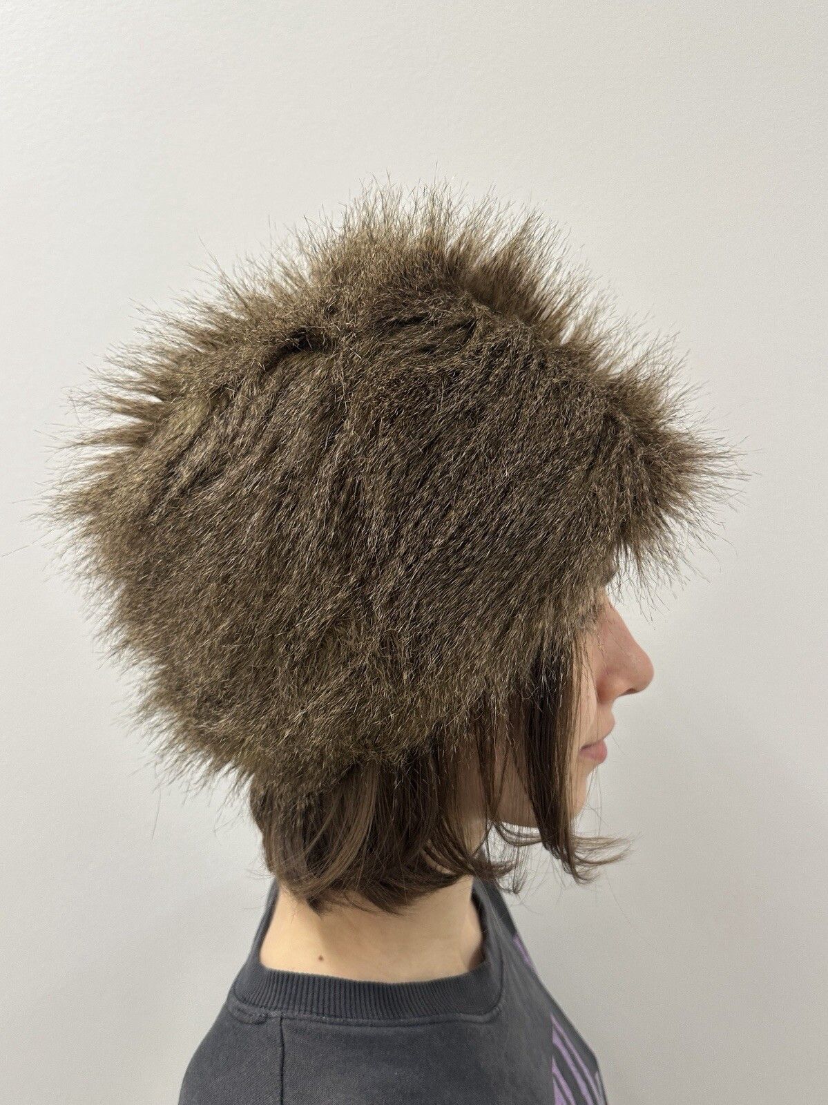 Marks & Spencer Marks & Spencer Faux fur Brown y2k Hat 2000`s Size ONE SIZE - 3 Thumbnail