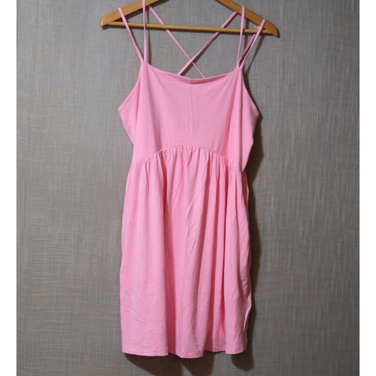 Old Navy VINTAGE Old Navy Fit & Flare Strappy Mini Dress Pink Women's Petite L #H61-18 Size L / US 10 / IT 46 - 2 Thumbnail