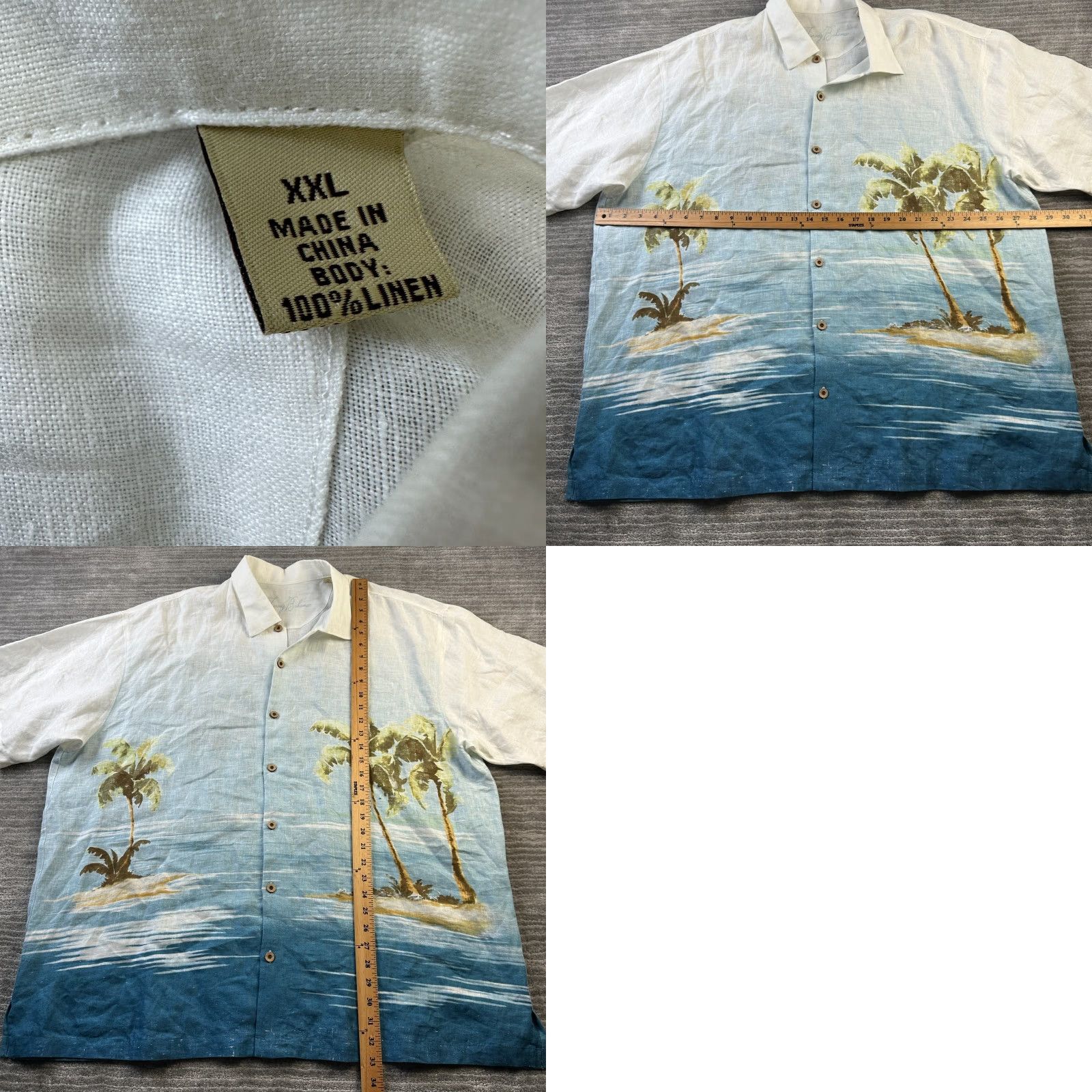 Tommy Bahama Tommy Bahama Shirt Mens 2XL XXL Blue Linen Panel Back All Over Print Size US XXL / EU 58 / 5 - 8 Thumbnail