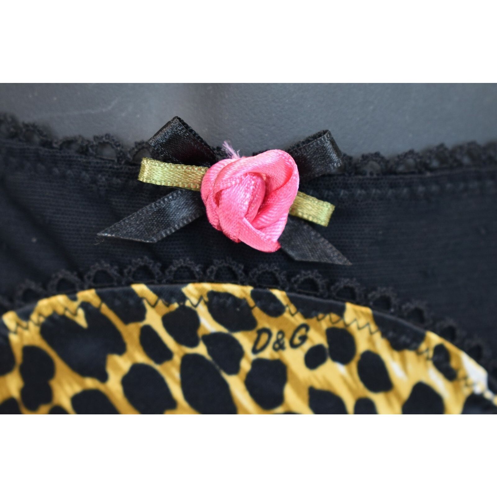 Dolce & Gabbana NWT DOLCE GABBANA BLACK LEOPARD ROSE BOW LOGO UNDERWEAR M Size ONE SIZE - 12 Thumbnail