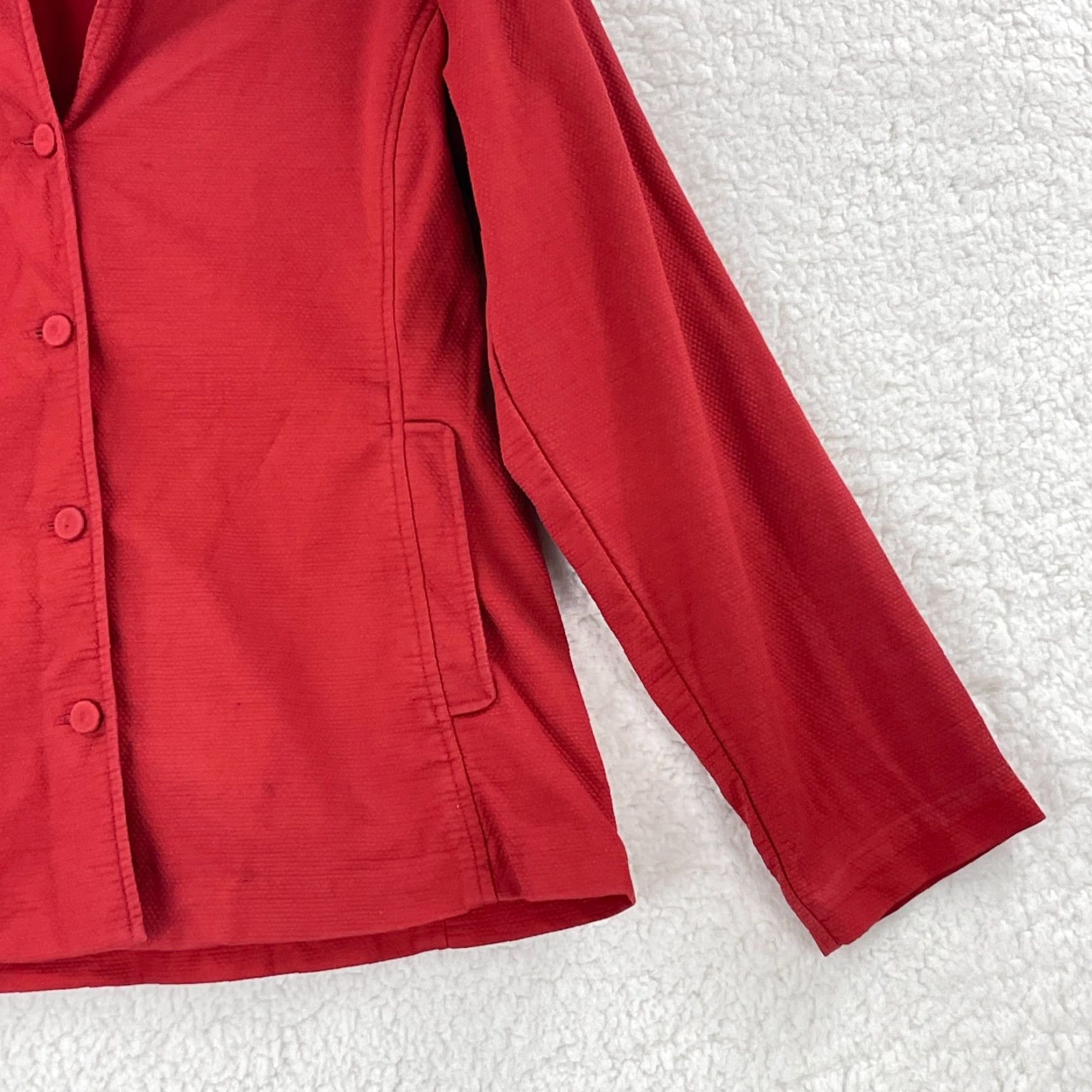 Eileen Fisher Eileen Fisher Red Button Front Jacket Womens Long Sleeve Cotton Regular Size M Size M / US 6-8 / IT 42-44 - 5 Thumbnail