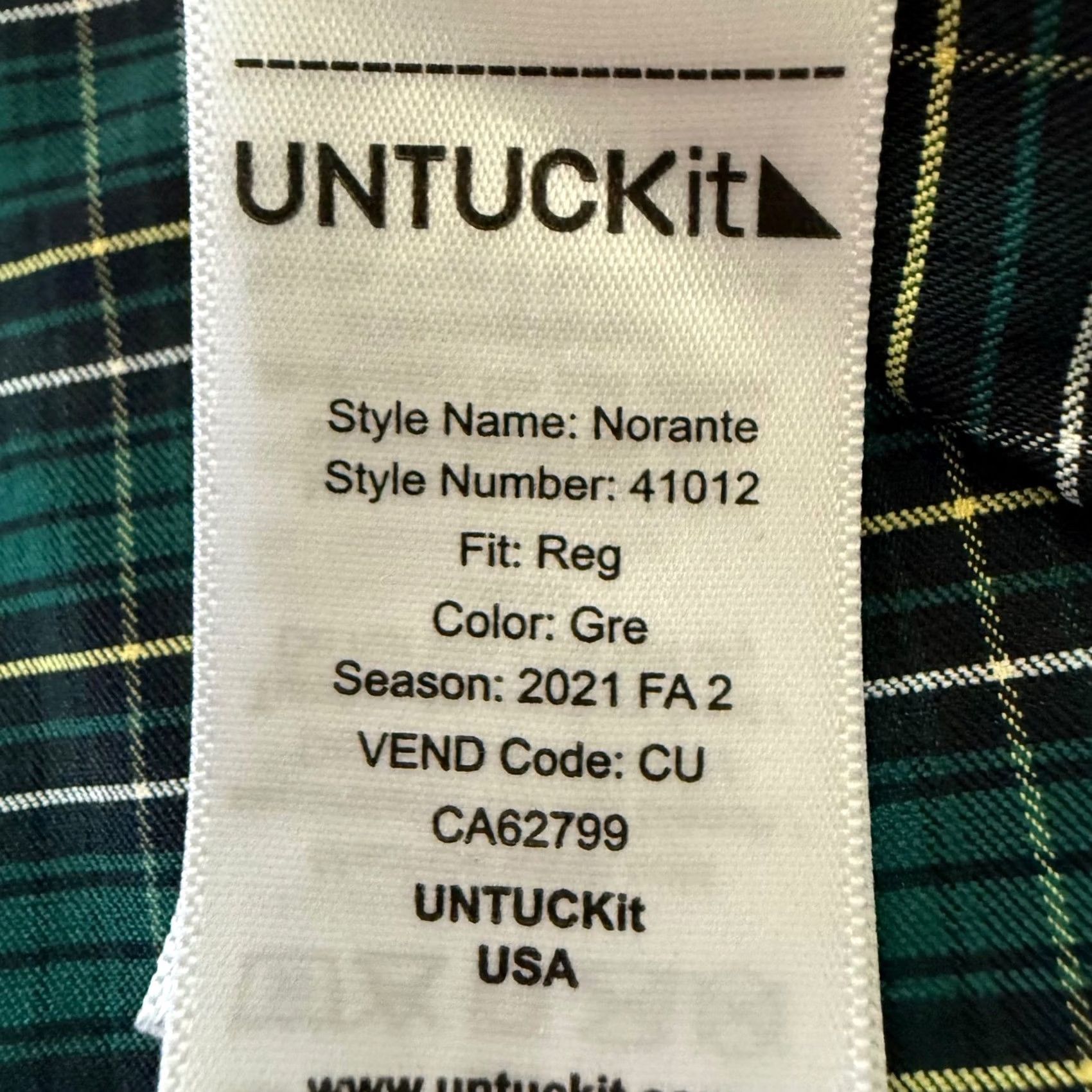 UNTUCKit UNTUCKit Green Plaid Button Down Shirt Mens 3XL Polyester Regular Size US XXL / EU 58 / 5 - 8 Thumbnail