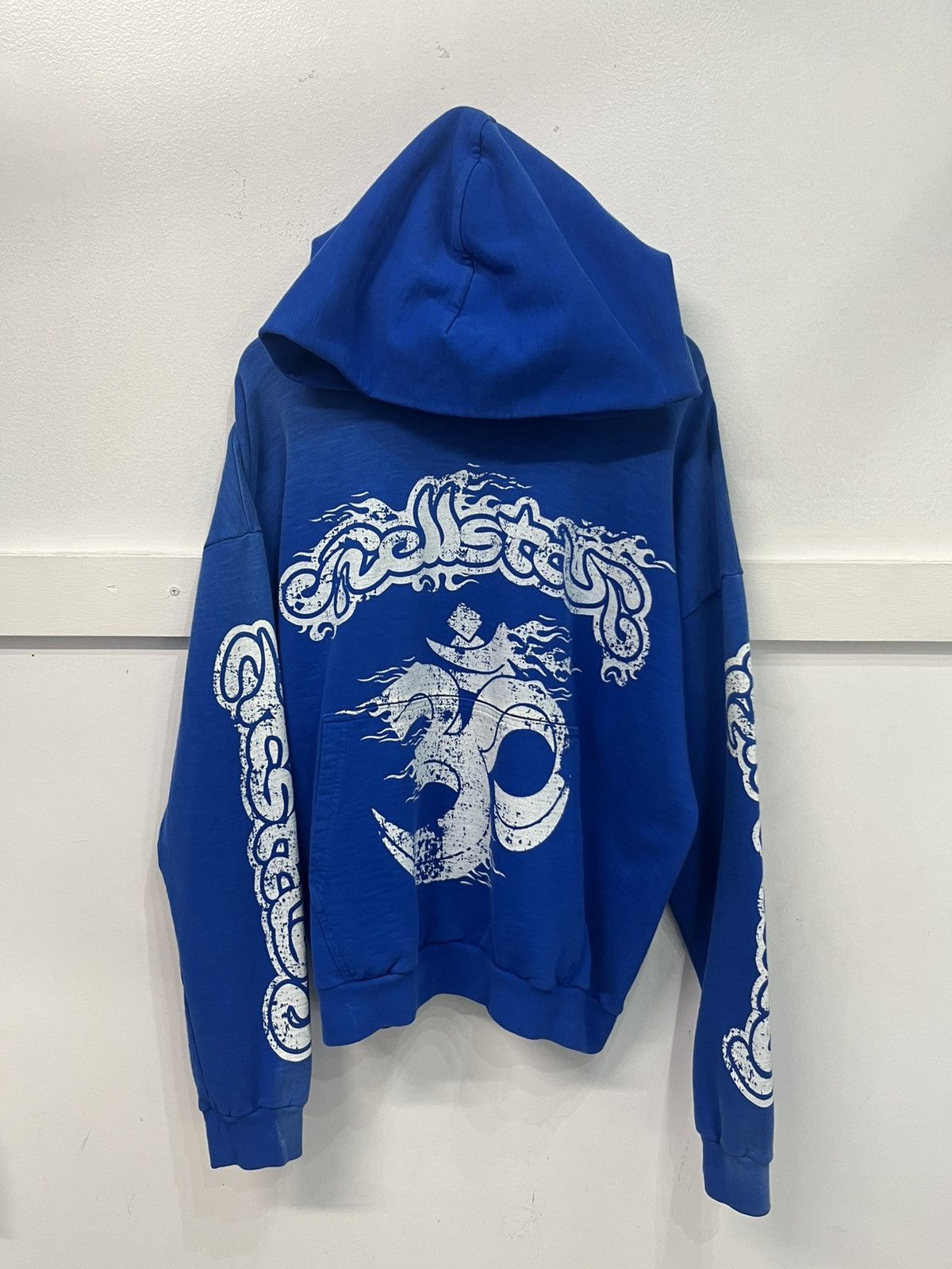 トップス Hellstar Yoga Hoodie Blue Men Designer Hoodie Hellstar Studios Blue Yoga Mens and