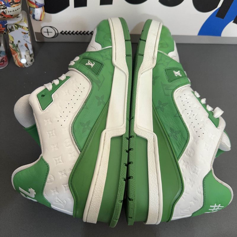 Louis Vuitton Louis Vuitton Trainer Low Top Sneakers in Green and White - Size US 7 / IT 37 - 6 Thumbnail