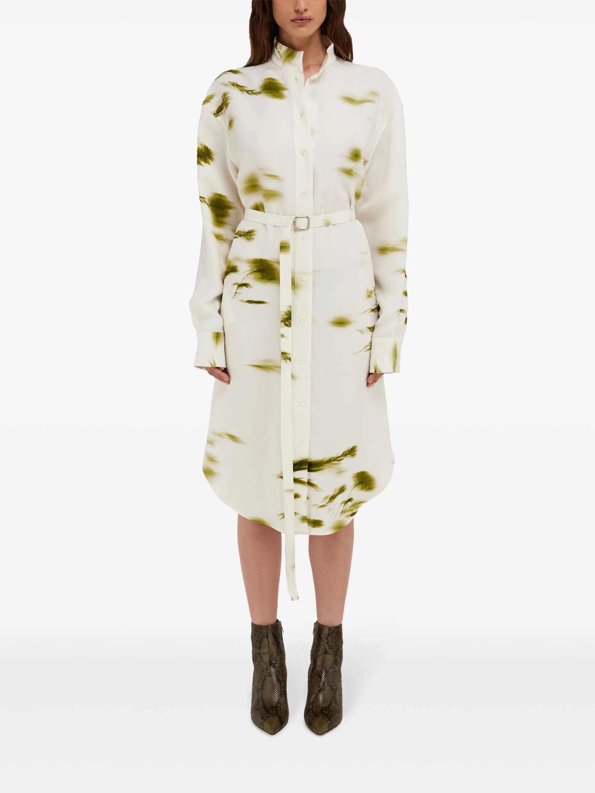 Salvatore Ferragamo o1s1rm0426 Blossom Print Shirt Dress in White Size XS / US 0-2 / IT 36-38 - 2 Thumbnail