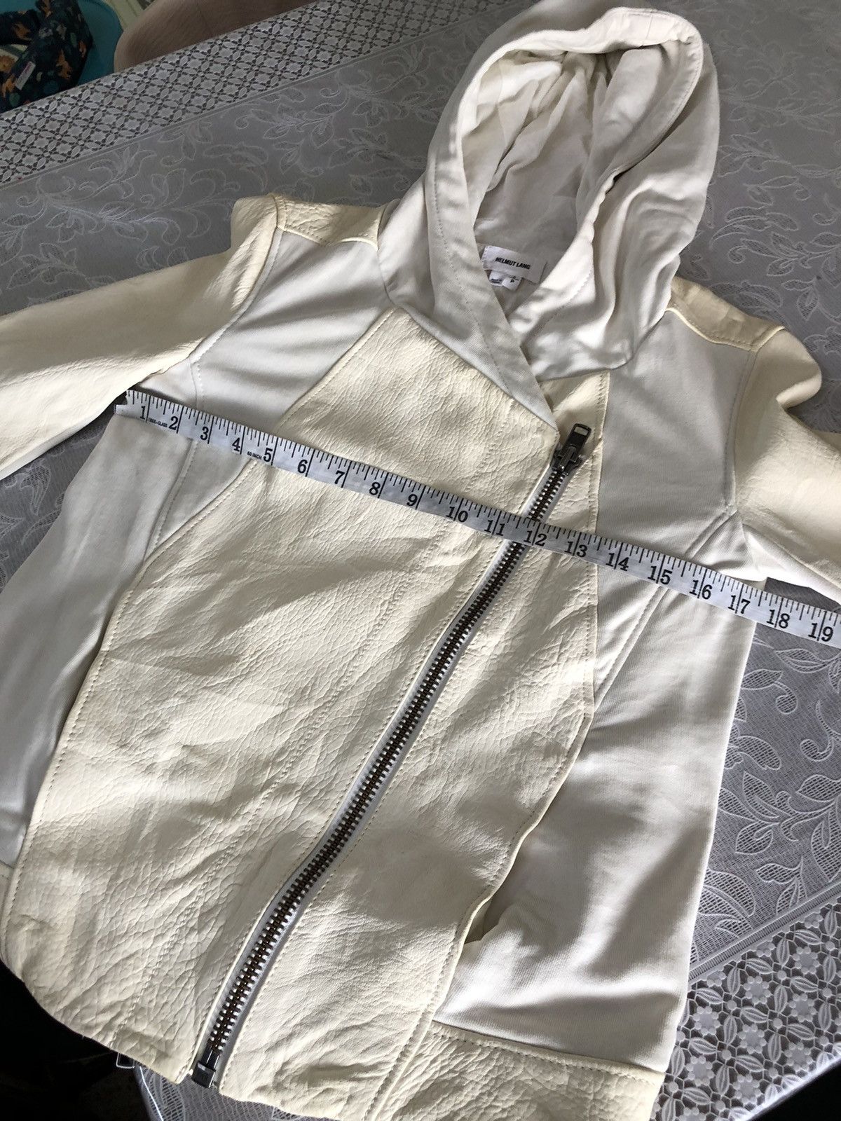 Helmut Lang Rare🔥 Helmut Lang Distressed Half Leather Jacket Hoodie Size S / US 4 / IT 40 - 22 Thumbnail