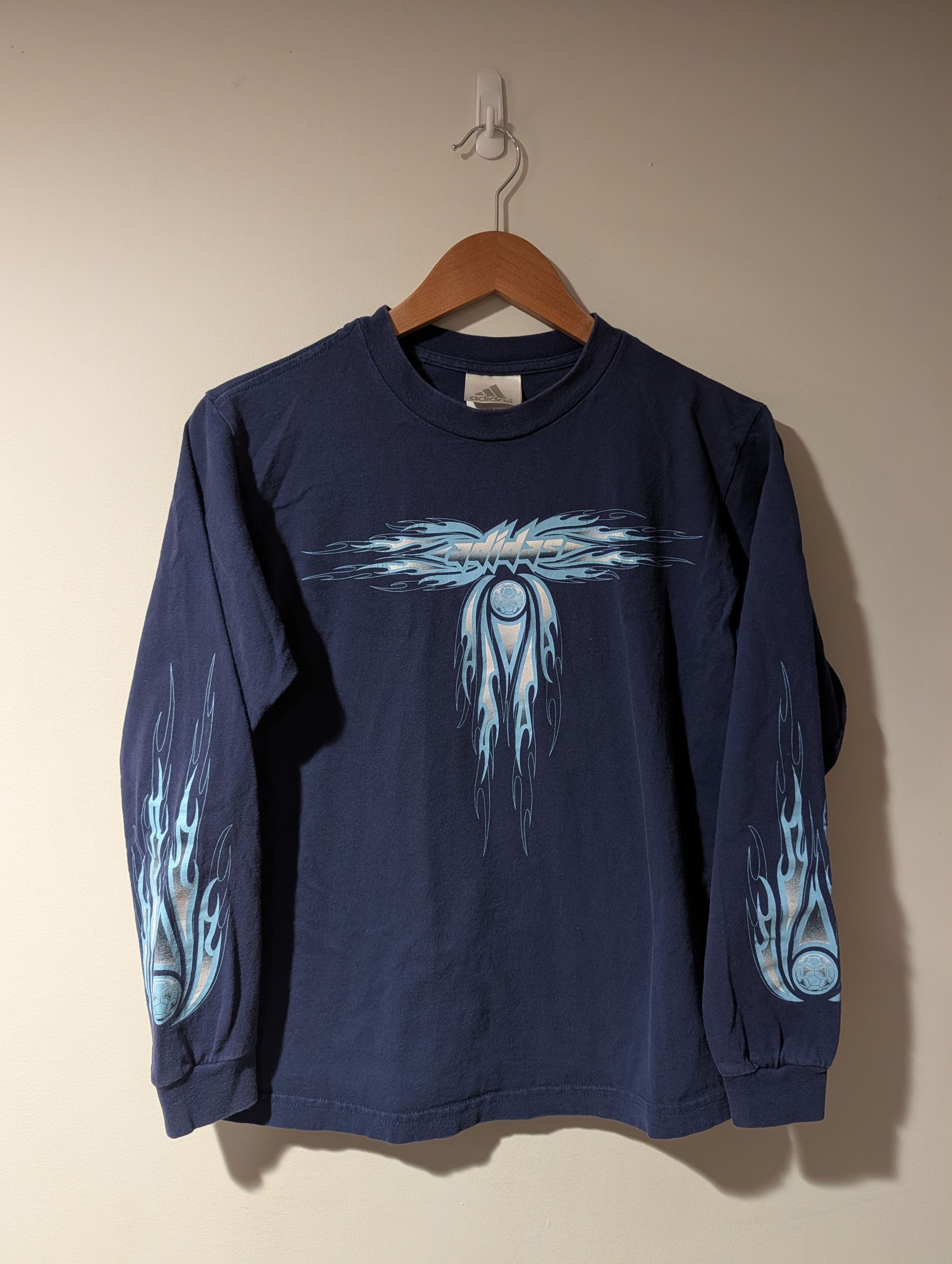 Adidas Adidas Soccer Flames Graphic Long sleeve Y2K Kids Shirt L Size US L / EU 52-54 / 3 - 1 Thumbnail