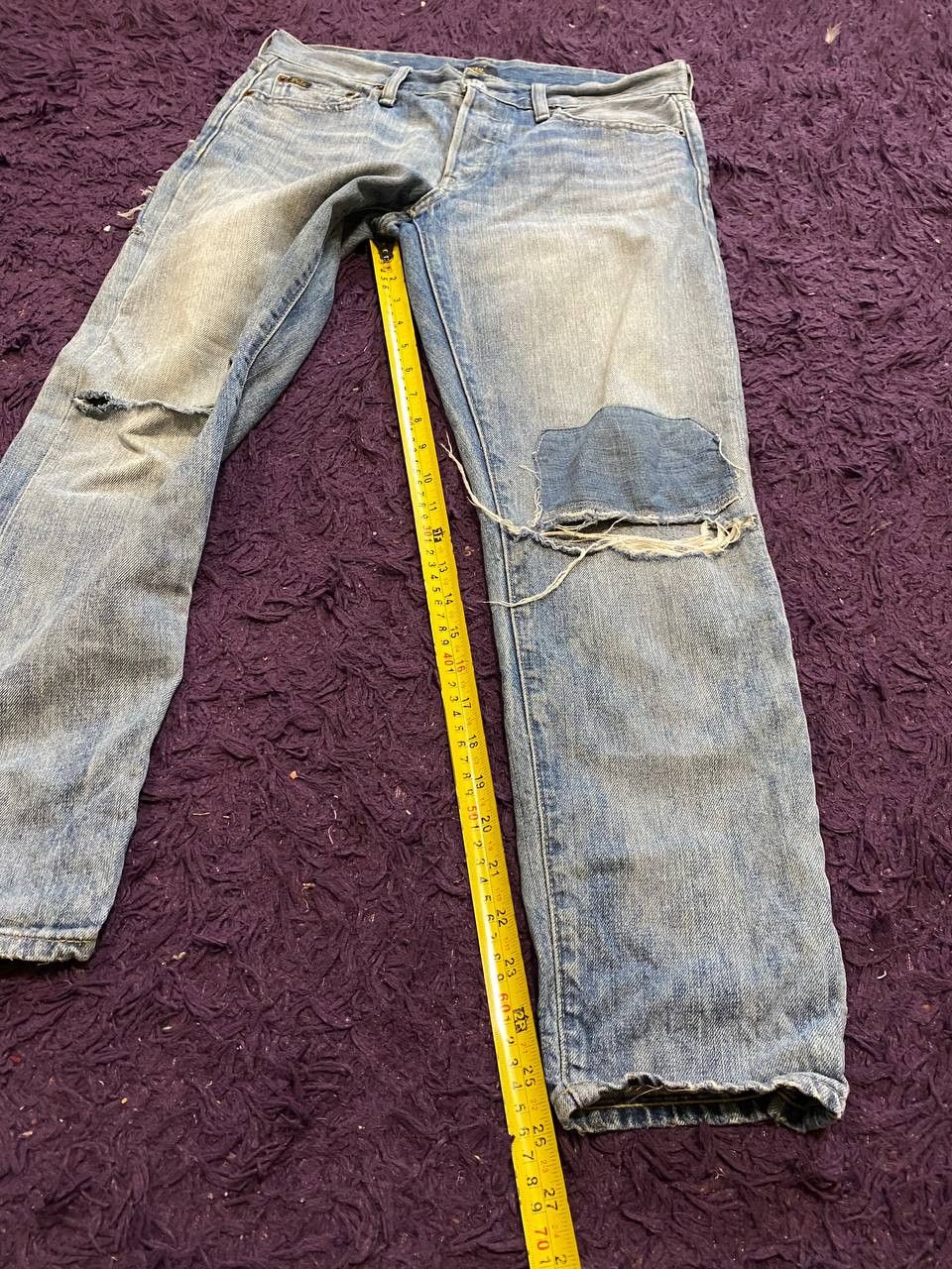 Polo Ralph Lauren POLO RALPH LAUREN DISTRESSED Blue Denim Jeans Classic Fit Size US 27 - 11 Thumbnail