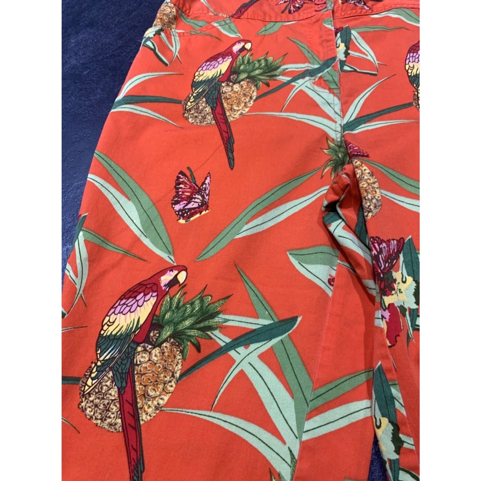 Bill Blass BILL BLASS 90s Women's Coral Orange Cropped Stretch Pants Size 10 Size 32" / US 10 / IT 46 - 4 Thumbnail