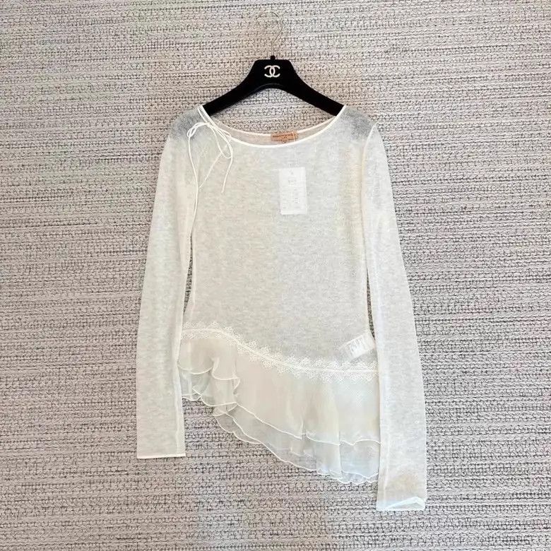 Other Esanno Scernno Women's White Knit Irregular Hem Top 38 Size XS / US 0-2 / IT 36-38 - 1 Thumbnail