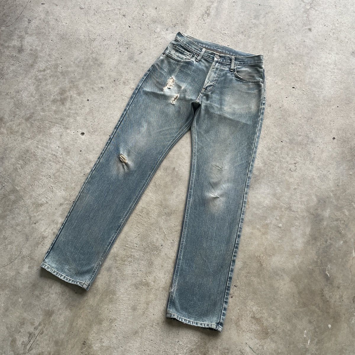 Edwin × Japanese Brand × Jean W31 Vintage Edwin 404 Distressed Faded Jeans Pants Denim Size US 31 - 2 Thumbnail