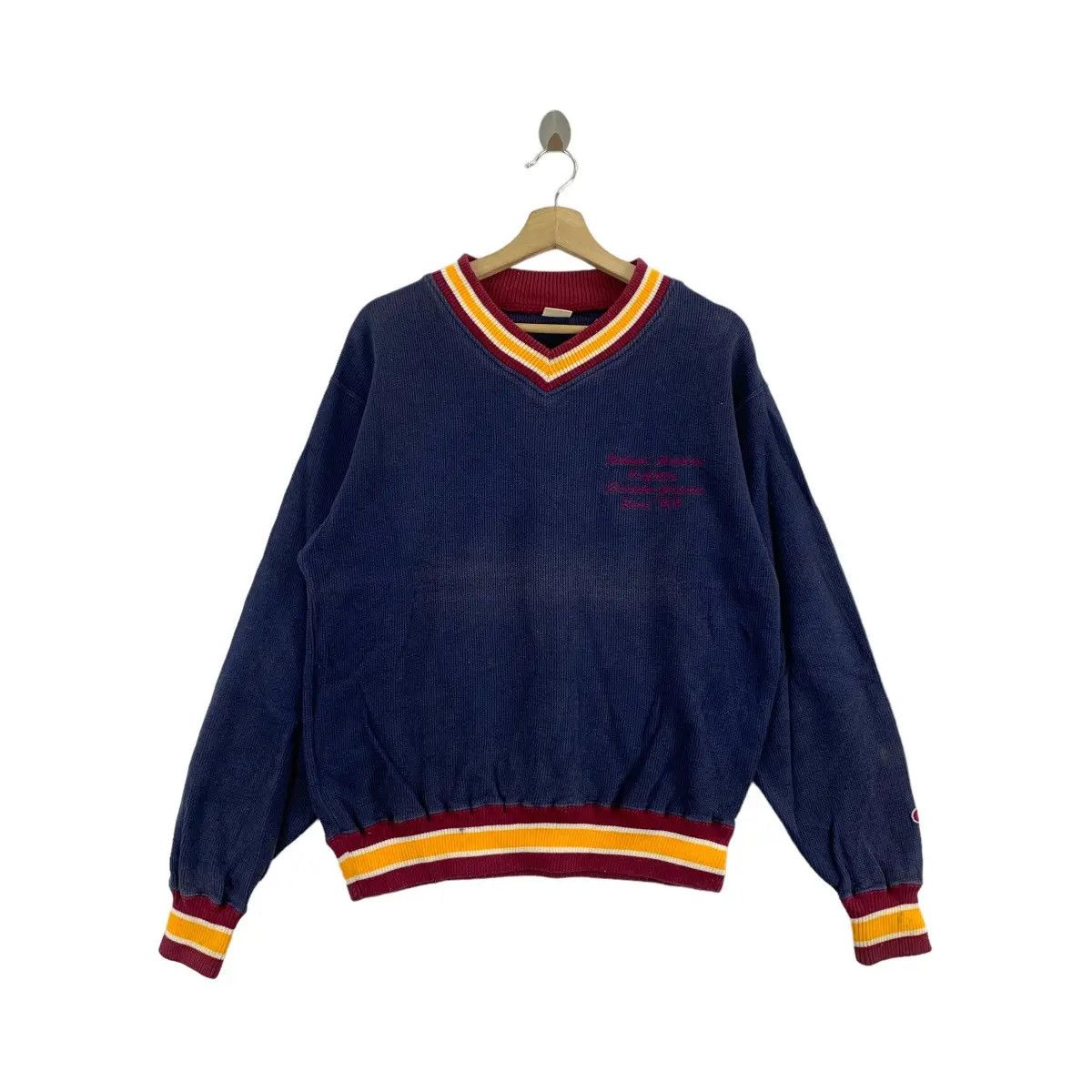 Champion Vtg 90’ CHAMPION PRODUCTS USA Ringer Distress Sweatshirt Size L / US 10 / IT 46 - 1 Thumbnail
