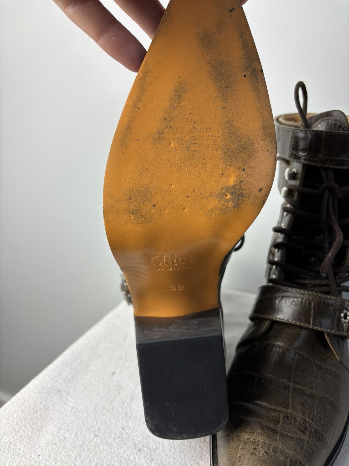 Designer Vintage Italian REAL leather belted boots Chloe style Size US 8.5 / IT 38.5 - 5 Thumbnail