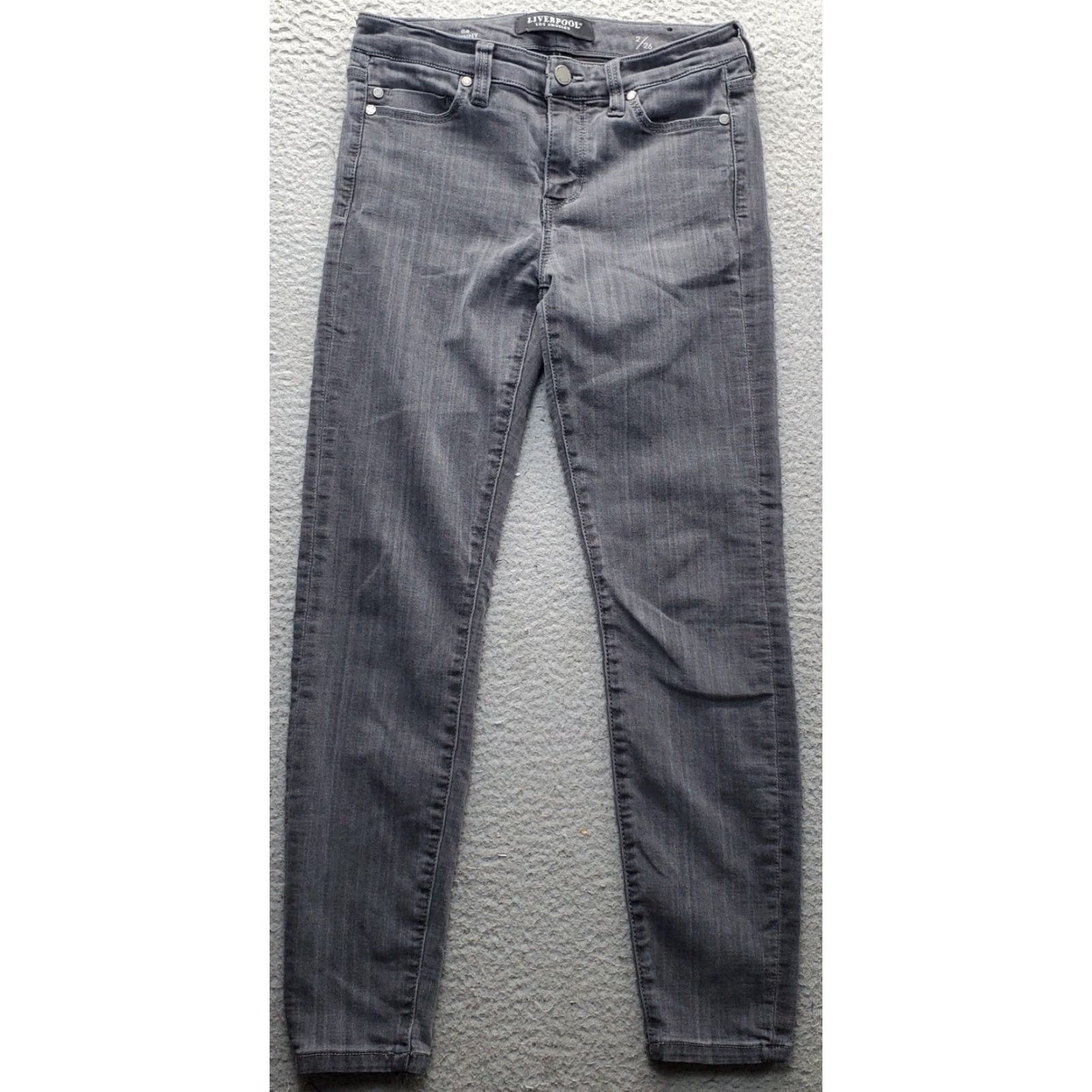 Vintage Liverpool Los Angeles Skinny Jeans Women's Gray 2/26 Medium Wash 5-Pocket Design 25" Inseam Size 26" / US 2 / IT 38 - 2 Thumbnail