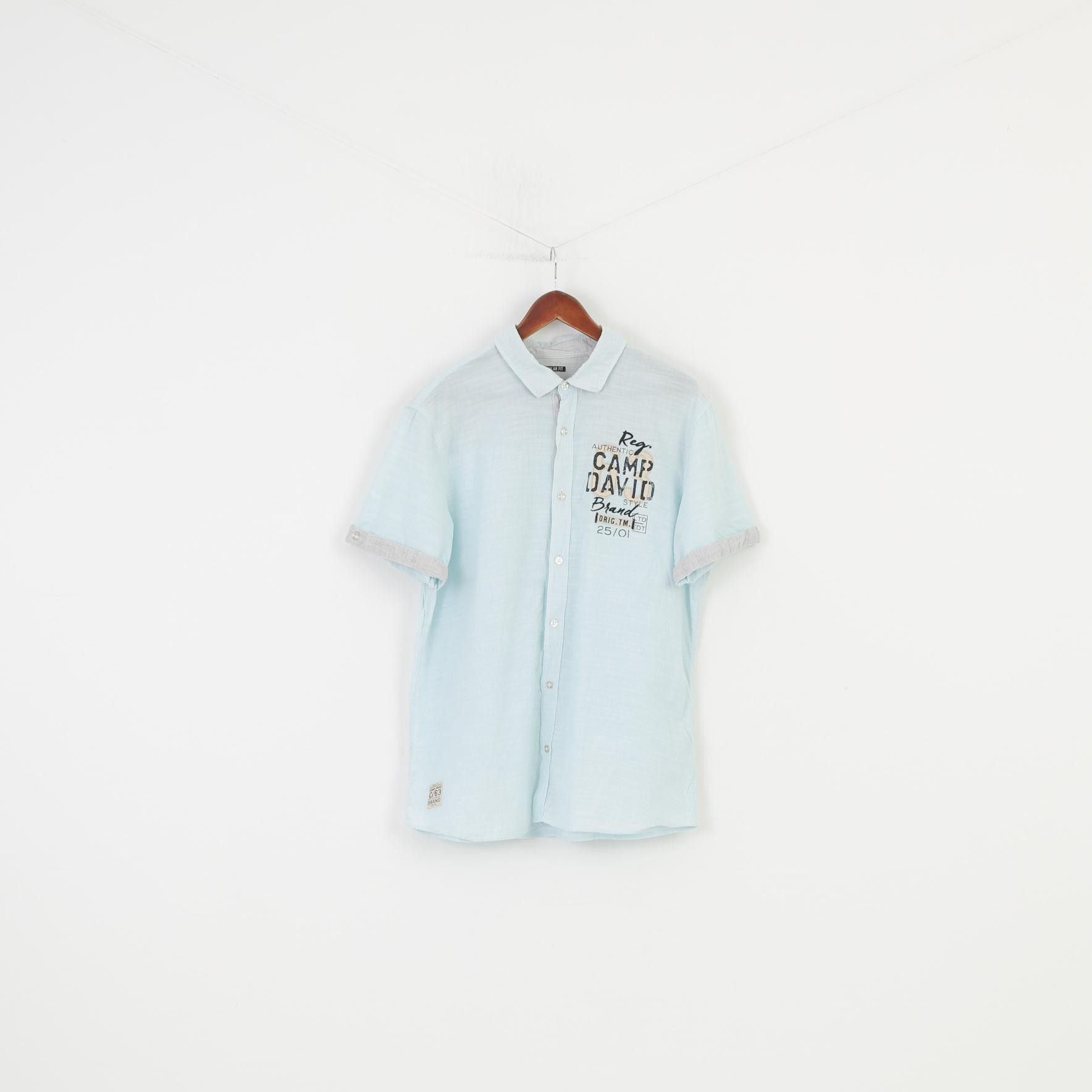 Camp David Camp David Men L Casual Shirt Regular Fit Blue 10290 Size US L / EU 52-54 / 3 - 2 Thumbnail