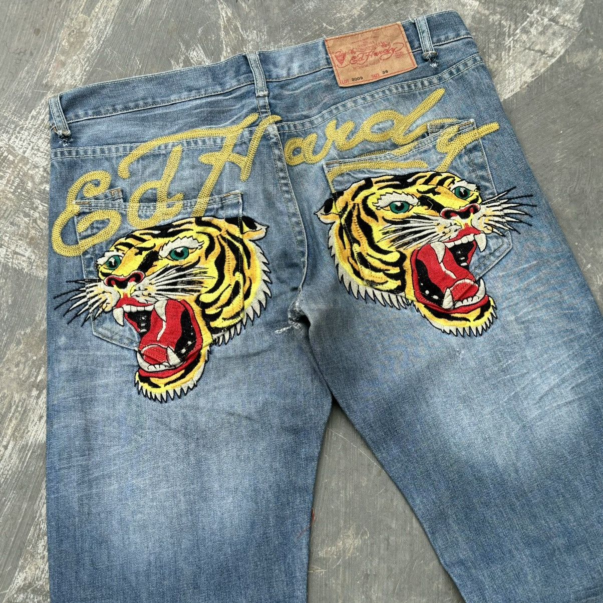 Ed Hardy Crazy Vintage Edhardy Spell Out 🦁 Jeans Size US 36 / EU 52 - 2 Thumbnail