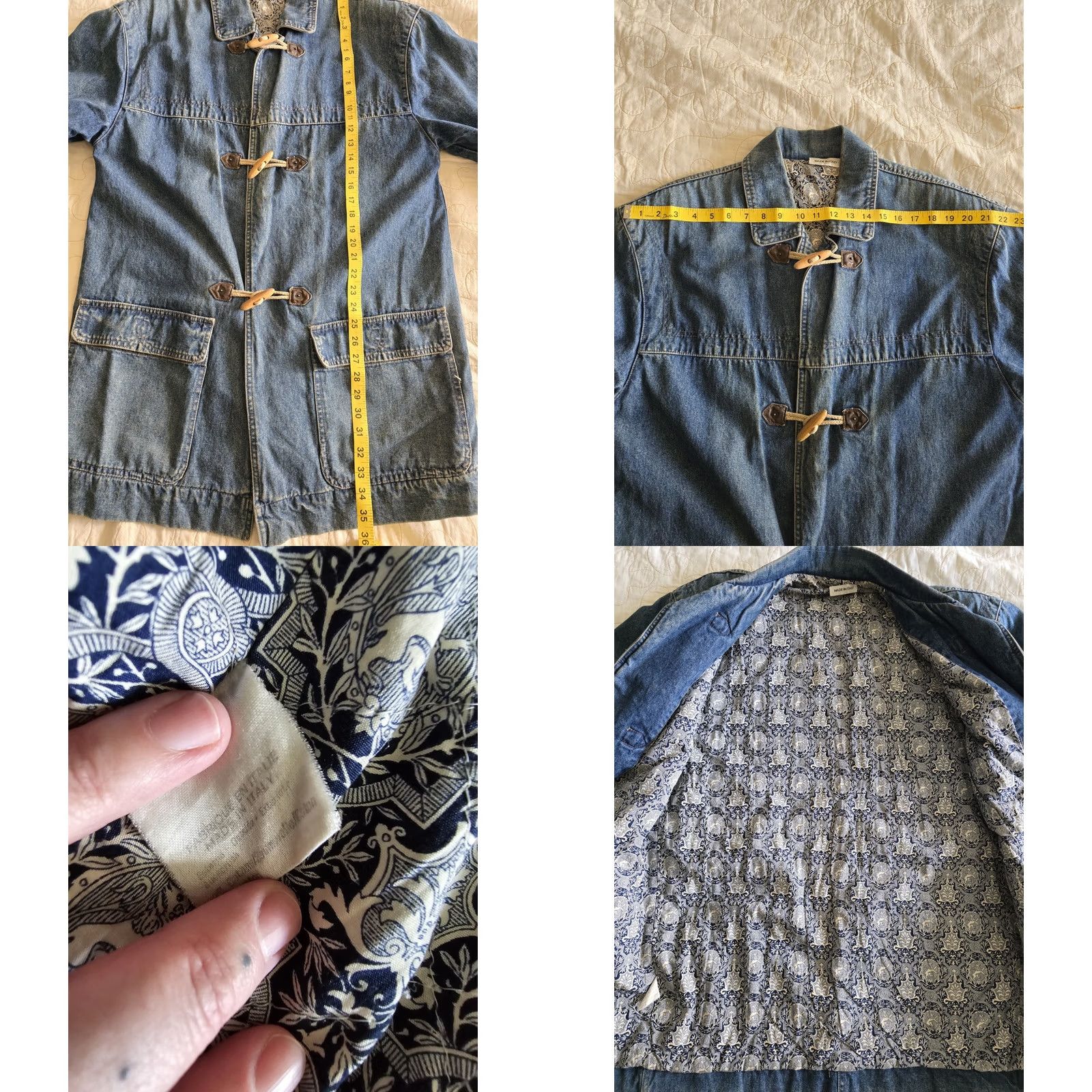 Vintage VINTAGE Denim Chore Coat Womens Large M/L Blue 1990s Made in Italy Cotton WoodToggle Look Androgyny Coat Size M / US 6-8 / IT 42-44 - 9 Thumbnail
